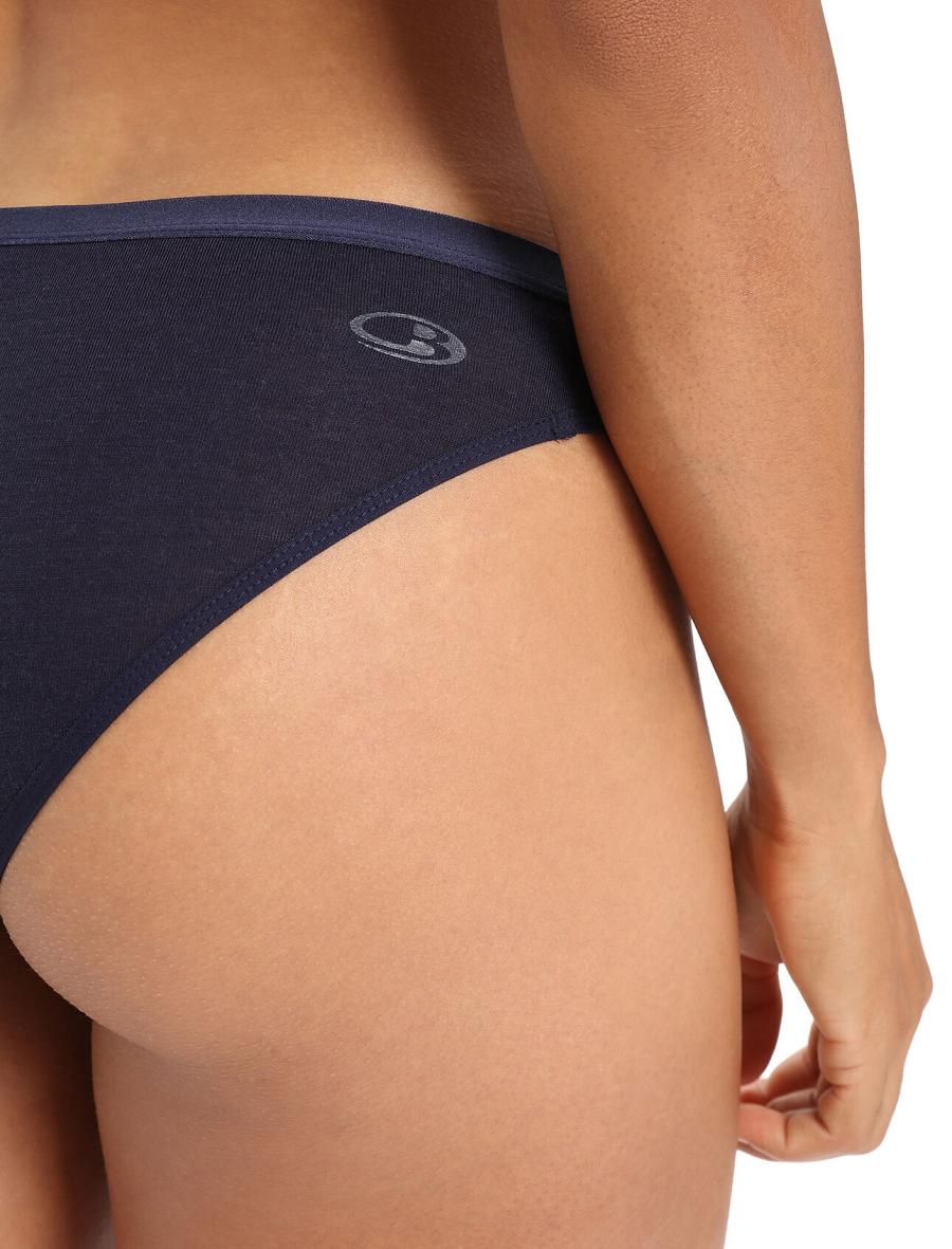 Women's Icebreaker Merino Siren Bikini Briefs Underwear Midnight Navy | CA 1226SGLO